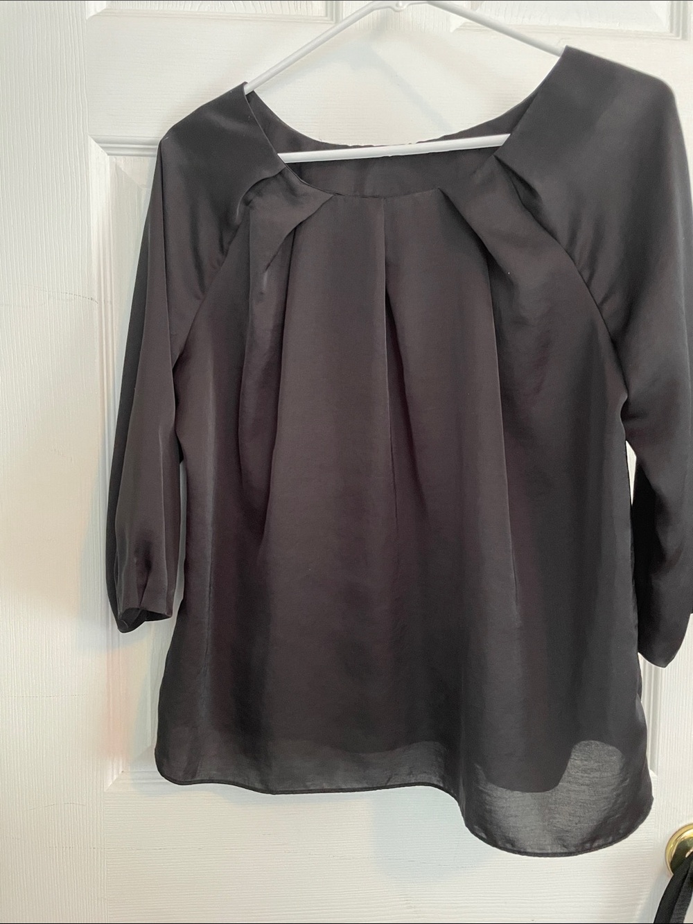 Talbots Women’s Black Pleated Sheer Blouse. Dressy. Silky. Classic